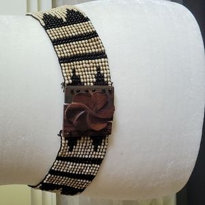 Vintage Beaded and Wooden Cinch Belt